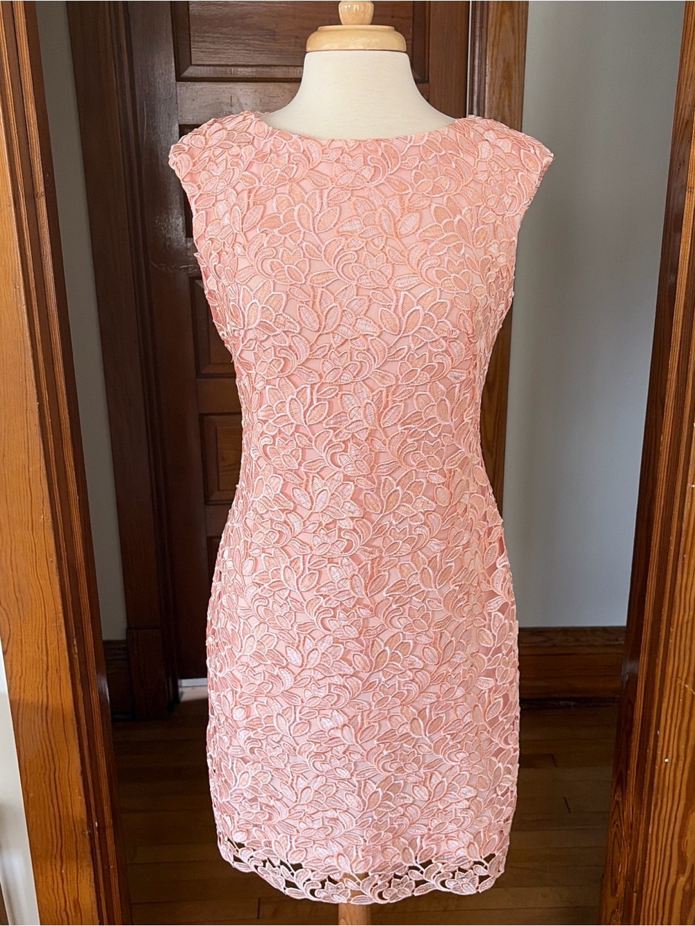 Ralph Lauren Pink Floral Lace Cap-Sleeve Sheath Dress - Picture 2 of 7